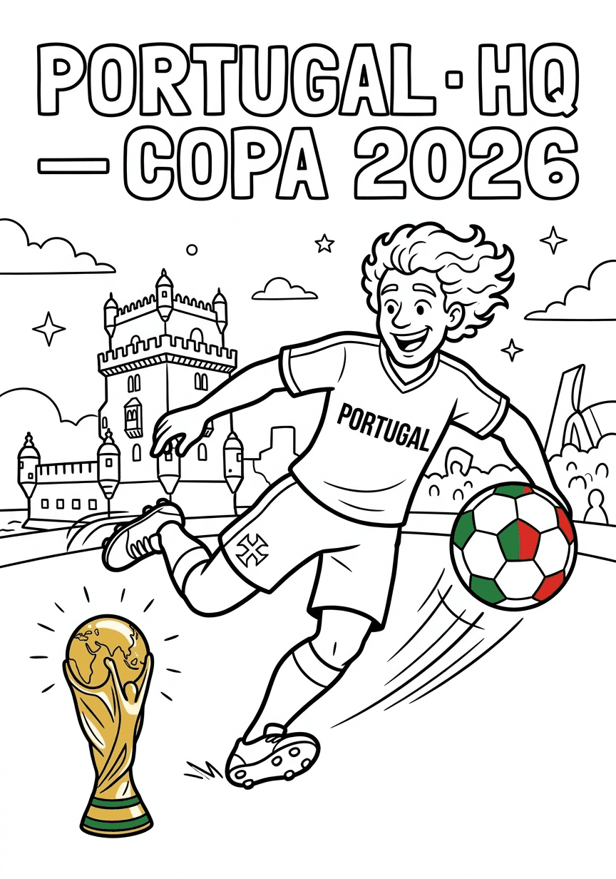 Capa do livro de colorir Portugal · HQ — Copa 2026
