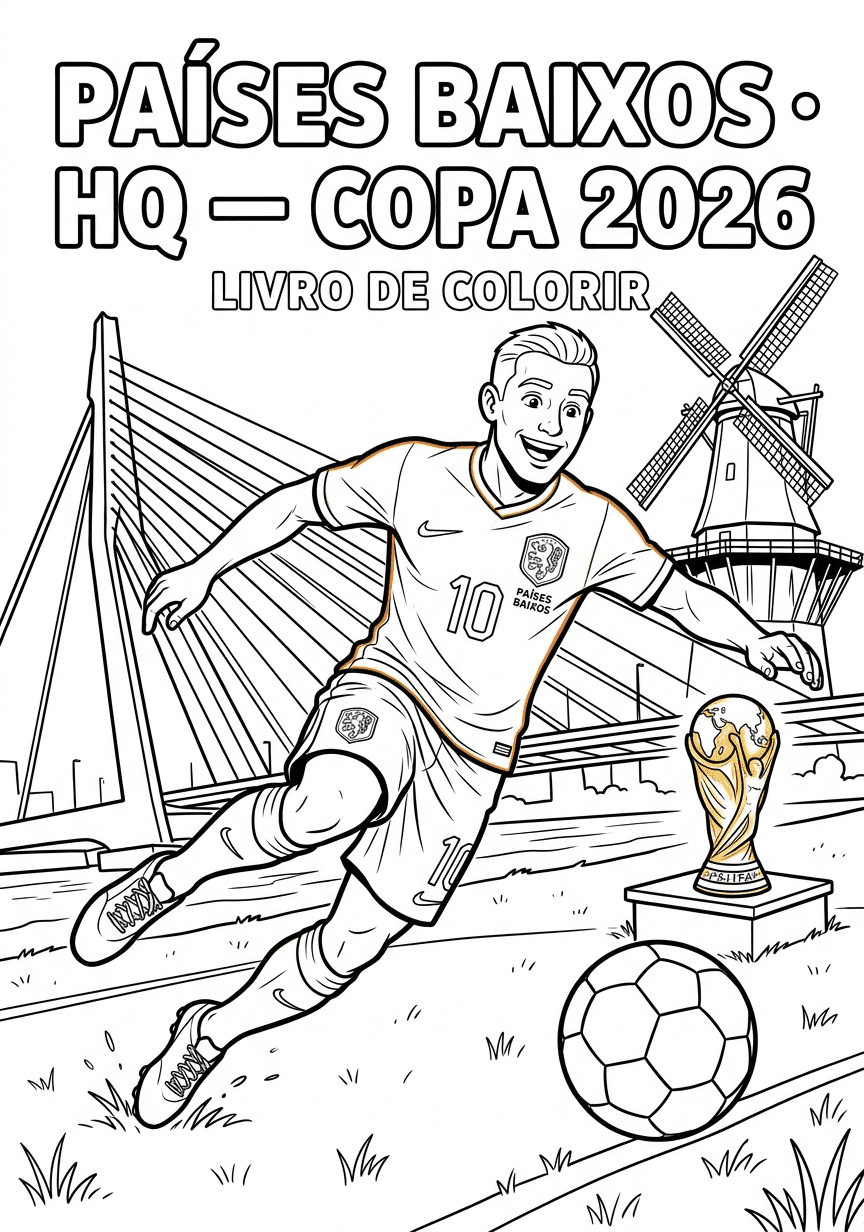 Capa do livro de colorir Países Baixos · HQ — Copa 2026