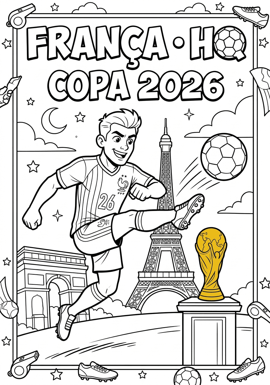 Capa do livro de colorir França · HQ — Copa 2026