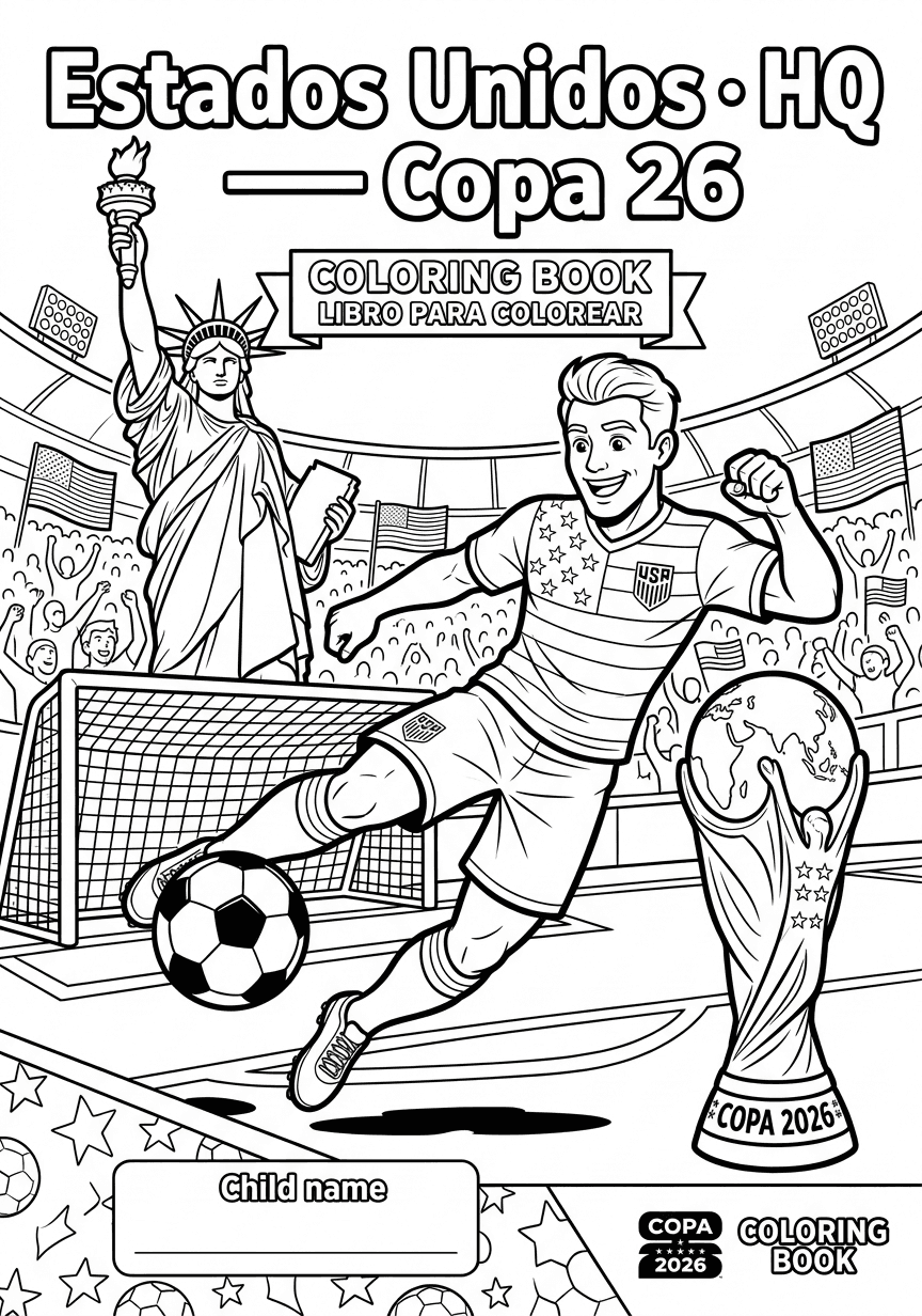 Capa do livro de colorir Estados Unidos · HQ — Copa 2026