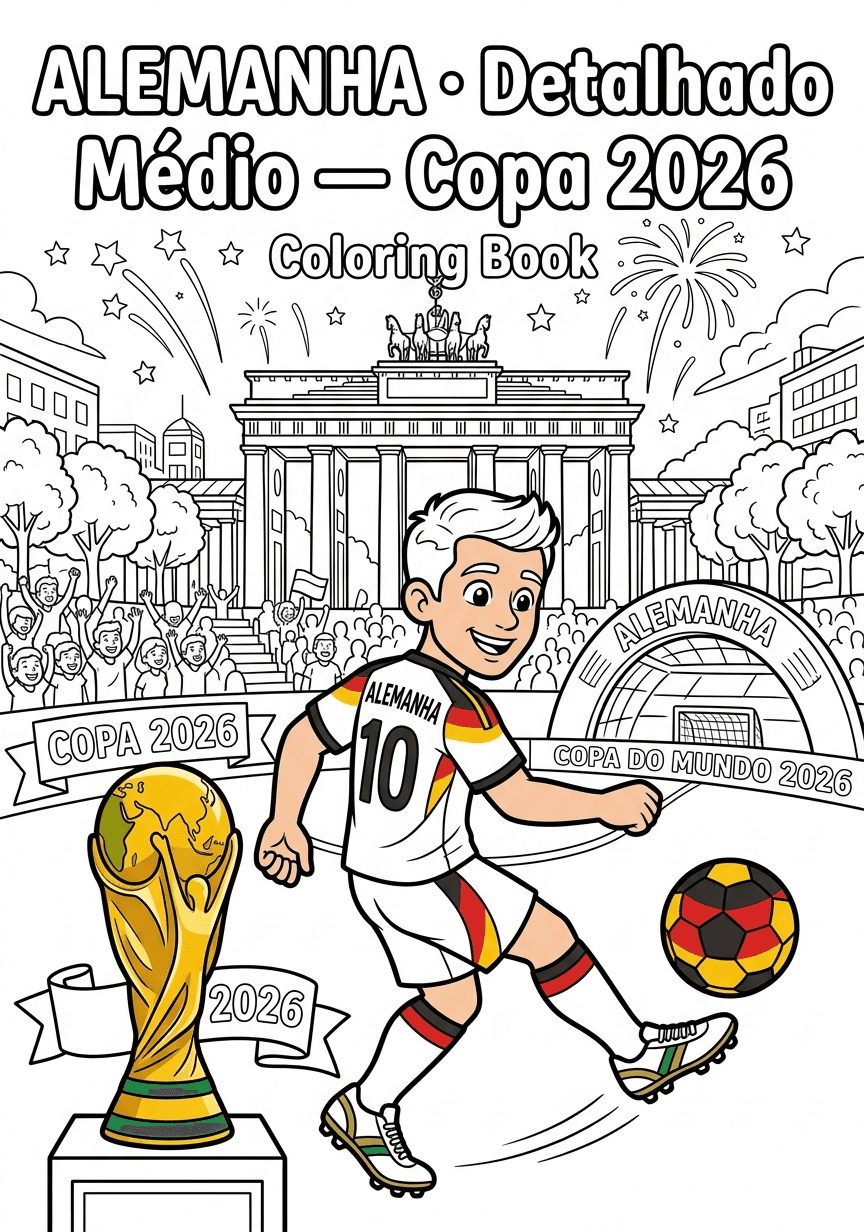 Capa do livro de colorir Alemanha · Detalhado Médio — Copa 2026