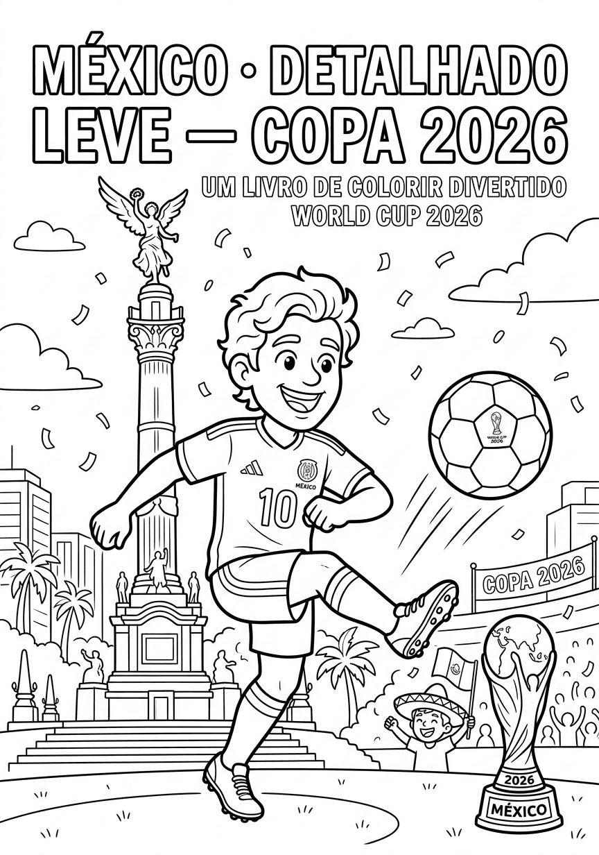 Capa do livro de colorir México · Detalhado Leve — Copa 2026
