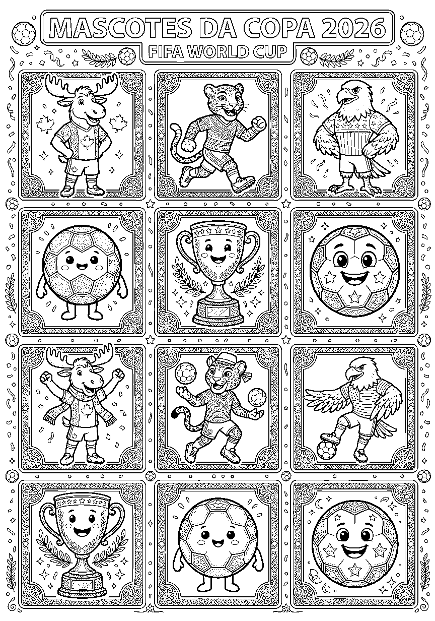 Página 1 do livro Álbum de Colorir: Copa do Mundo 2026