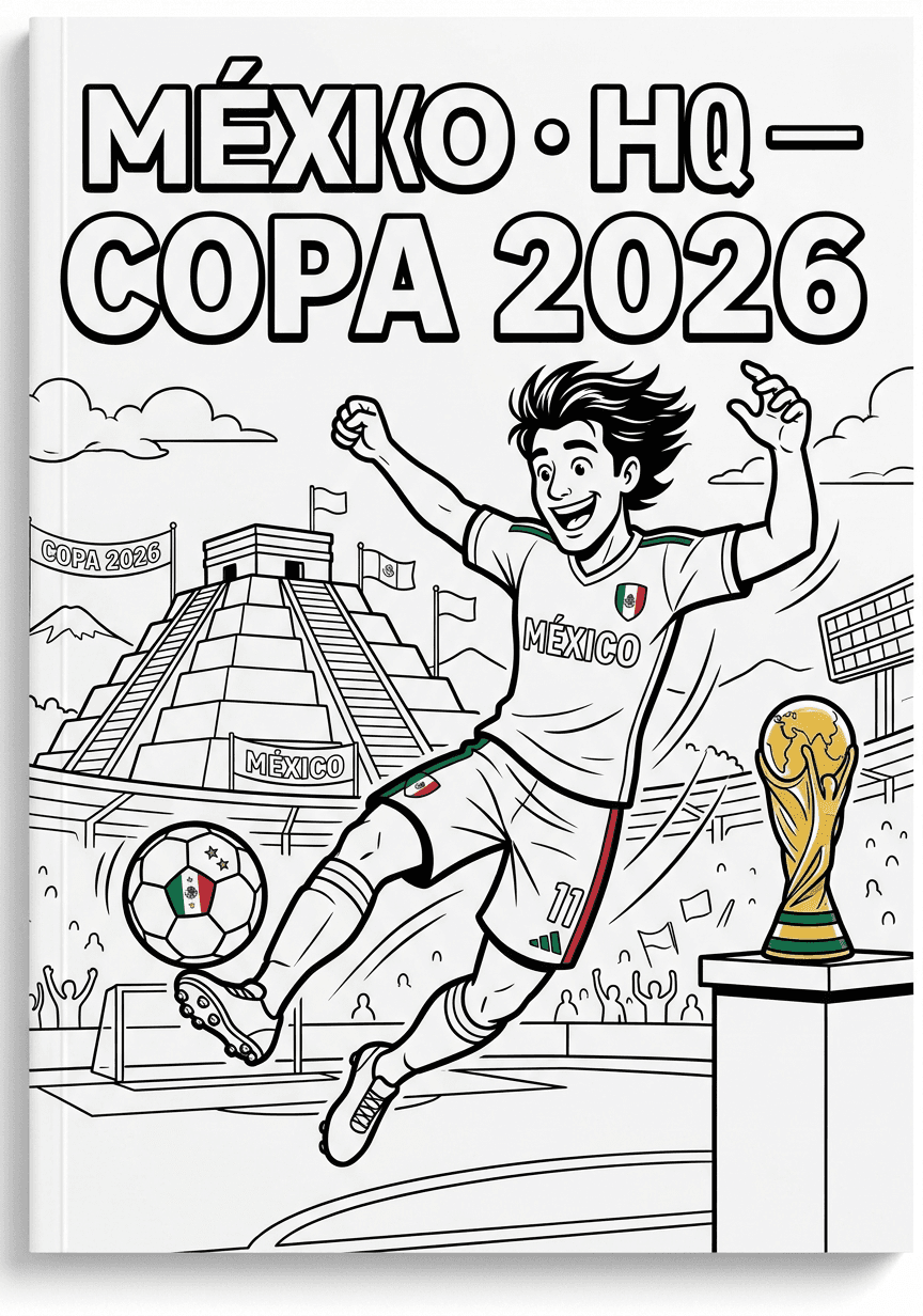 Capa do livro de colorir México · HQ — Copa 2026