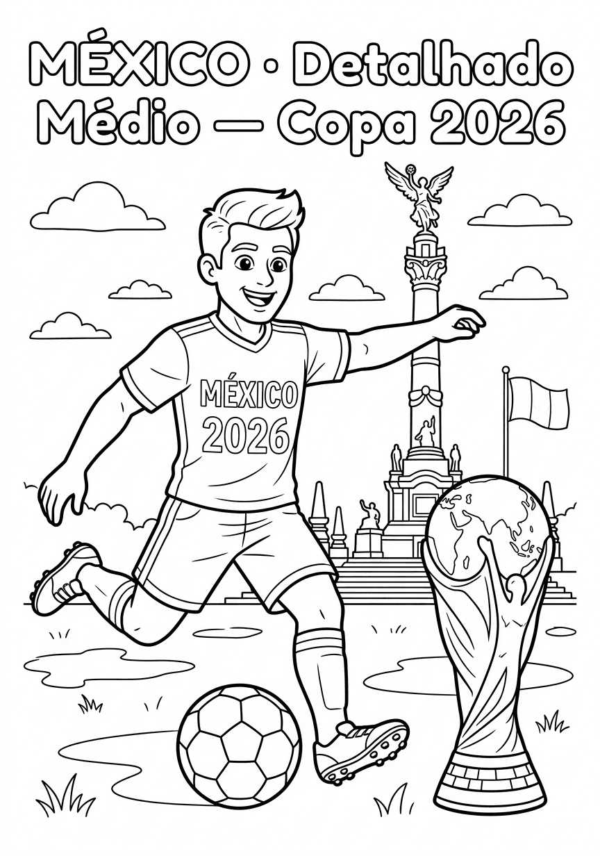 Capa do livro de colorir México · Detalhado Médio — Copa 2026